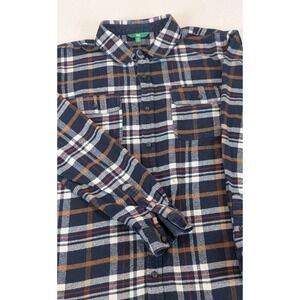 DIP Flannel Plaid Button Up Shirt Mens XL Long‎ Blue Brown White Red Cotton